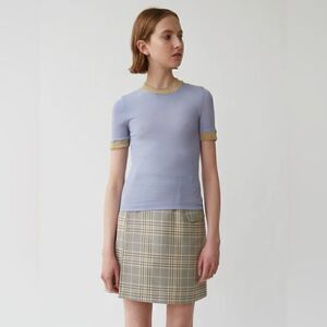 Acne Studios Pale Blue/Tan Eva Laddering Rib See-Through T-Shirt Size XS
